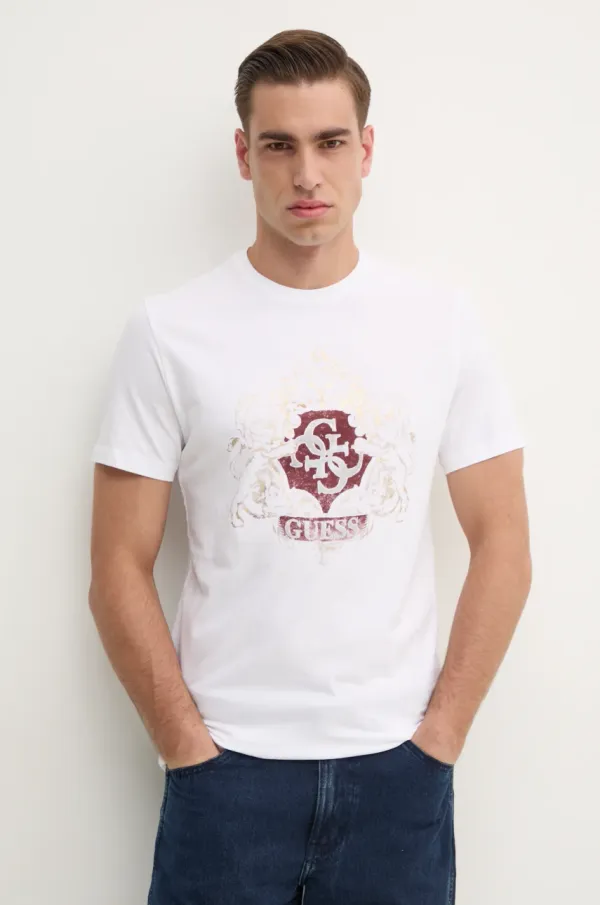 Guess Kratka majica Guess moška, bela barva, M4BI49.KCHA1