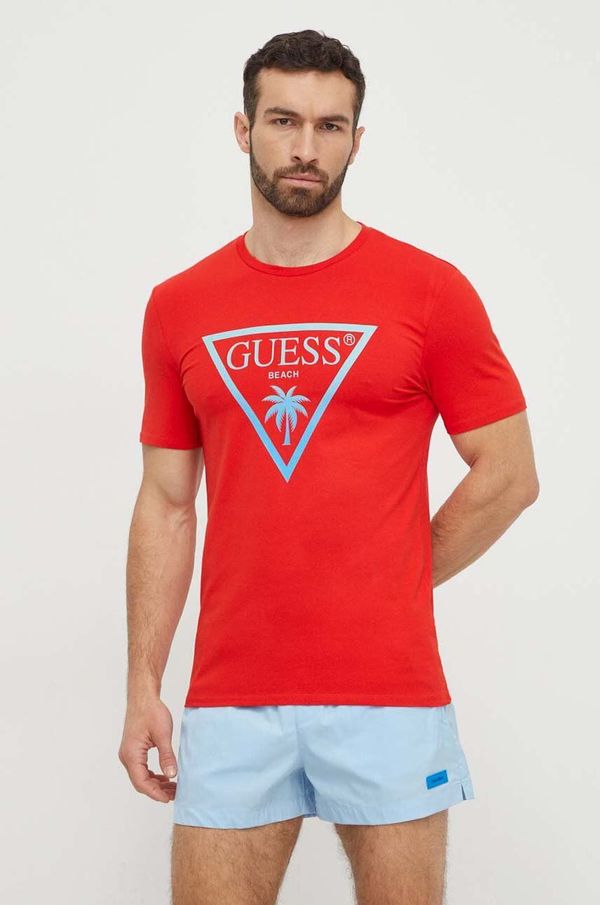Guess Kratka majica Guess moški, rdeča barva