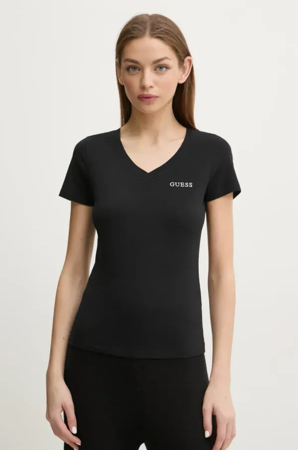 Guess Kratka majica Guess NEW CARRIE ženska, črna barva, O5RI02 KBBU1