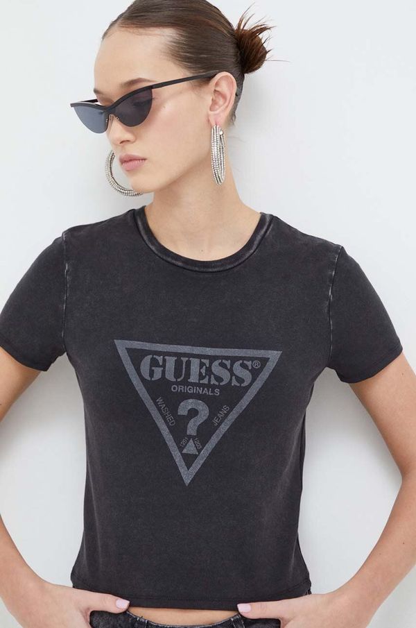 Guess Originals Kratka majica Guess Originals ženski, črna barva