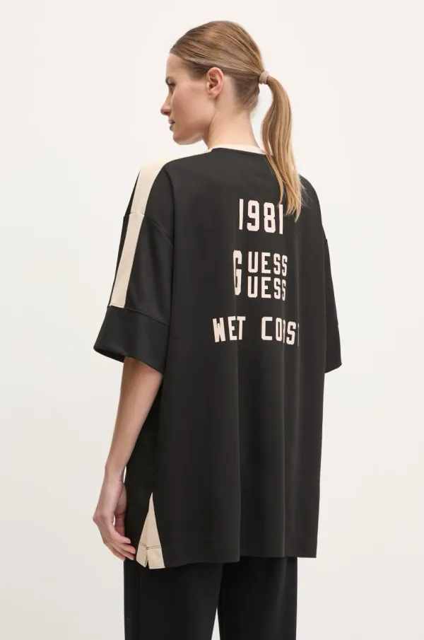 Guess Kratka majica Guess SUZANNE ženska, črna barva, V5RI17 KC6F0