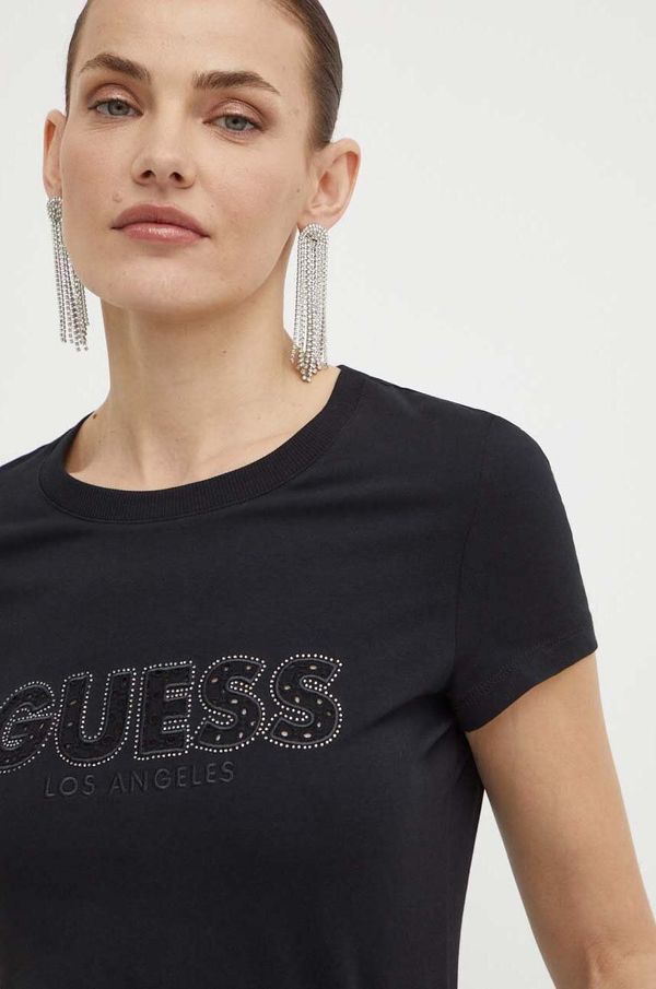 Guess Kratka majica Guess ženska, črna barva, W4GI14 J1314
