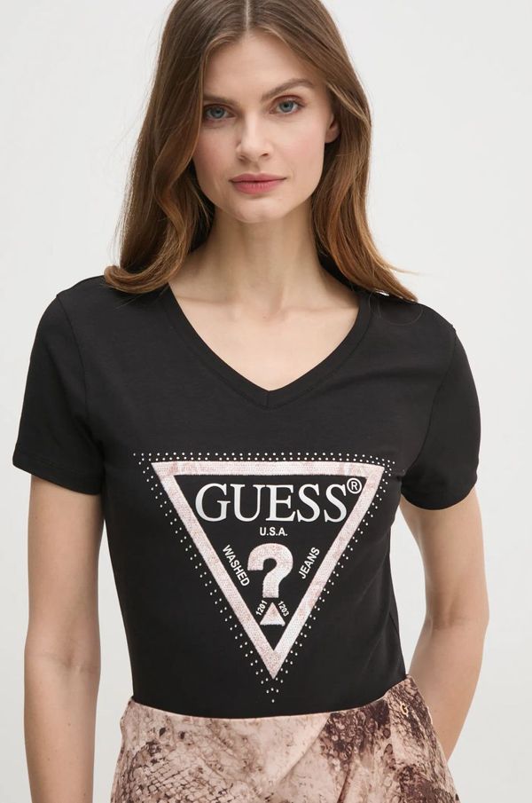 Guess Kratka majica Guess ženska, črna barva, W5RI21 J1314