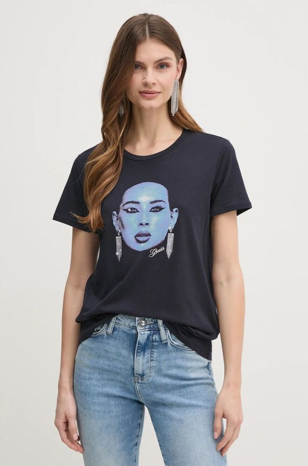 Guess Kratka majica Guess ženska, mornarsko modra barva, W5RI24 K9SN1