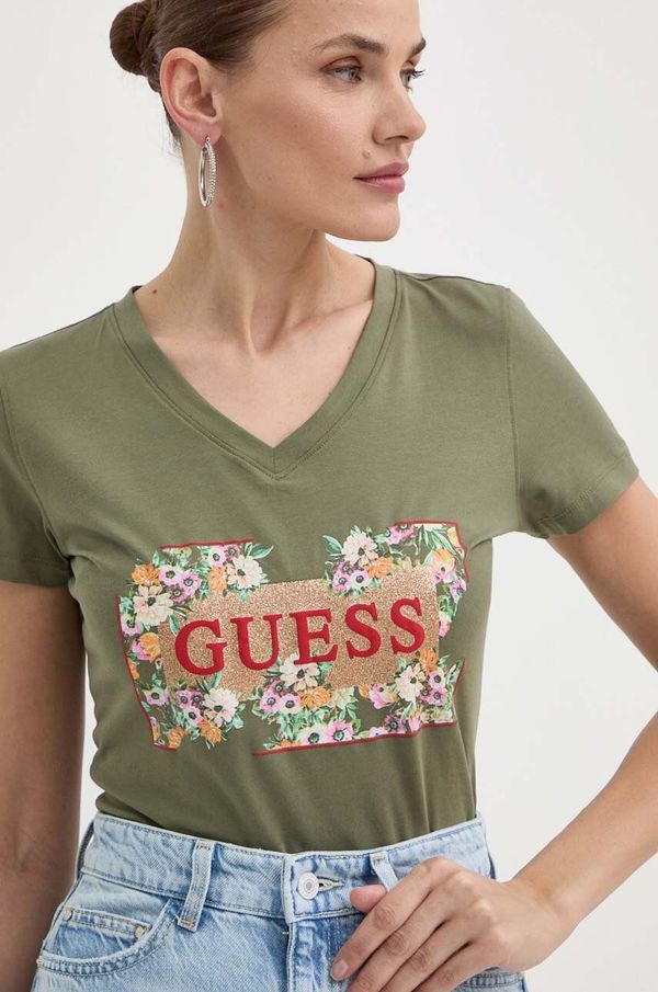 Guess Kratka majica Guess ženske, zelena barva, W4GI23 J1314