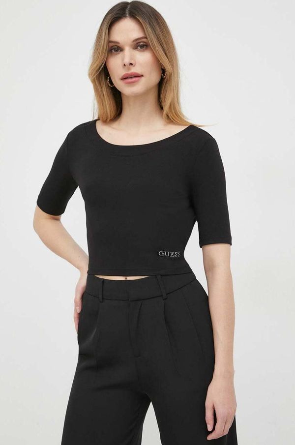 Guess Kratka majica Guess ženski, črna barva