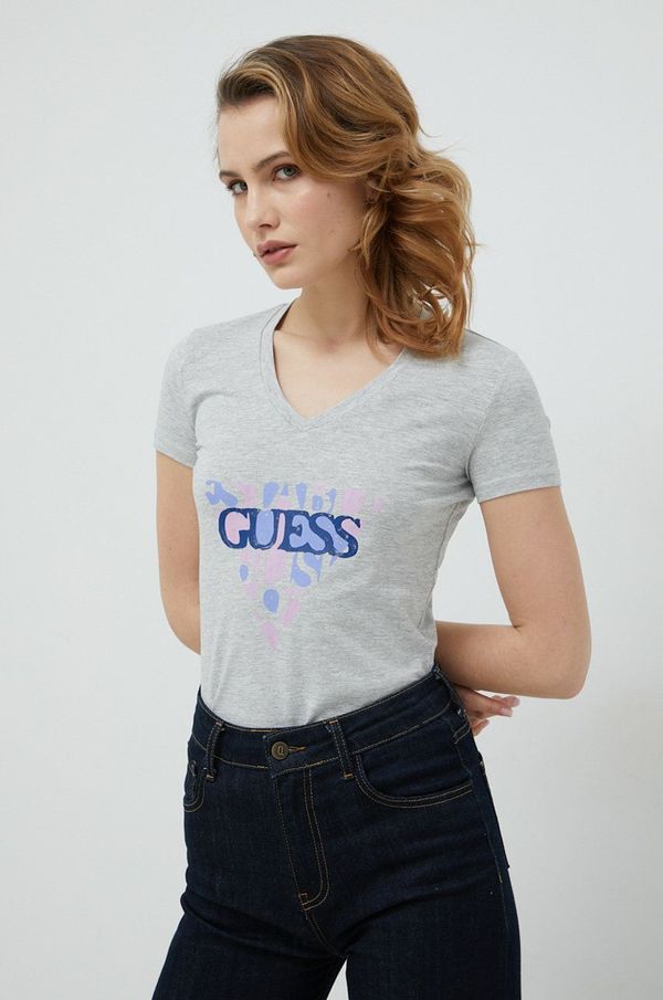 Guess Kratka majica Guess ženski, siva barva