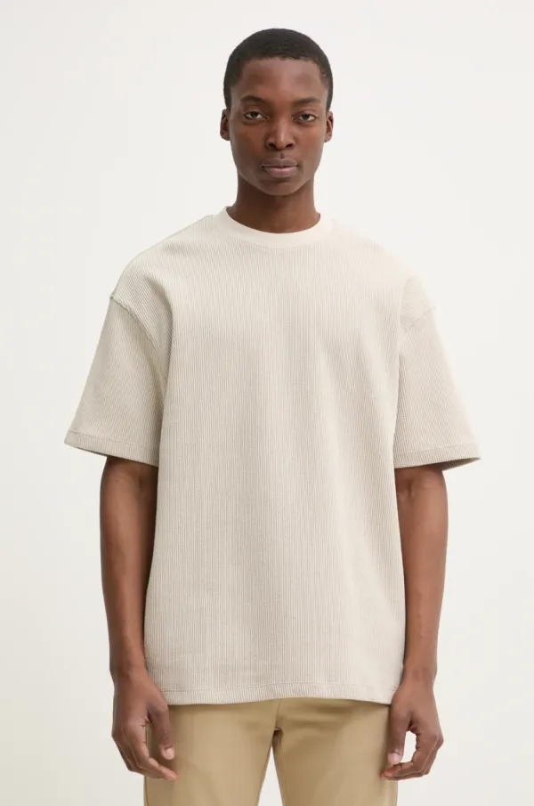 Hugo Blue Kratka majica Hugo Blue moška, bež barva, 50534434