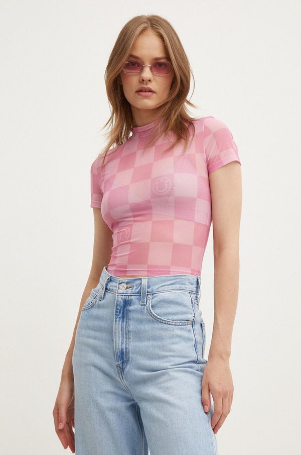 Hugo Blue Kratka majica Hugo Blue ženska, roza barva, 50517698