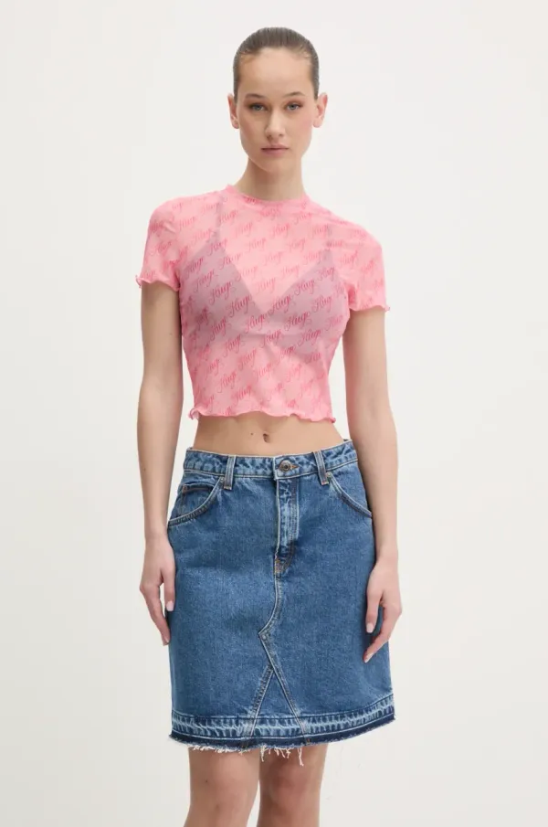 HUGO Blue Kratka majica Hugo Blue ženska, roza barva, 50537184