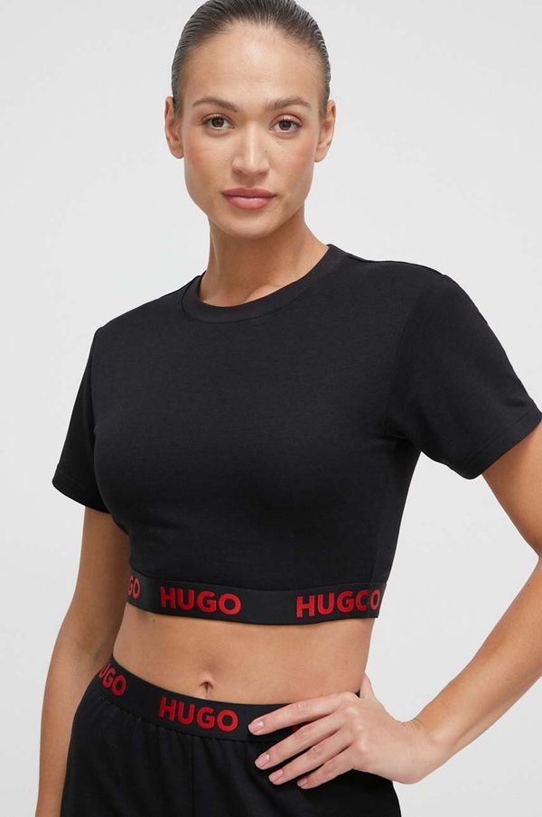 Hugo Kratka majica HUGO ženski, črna barva