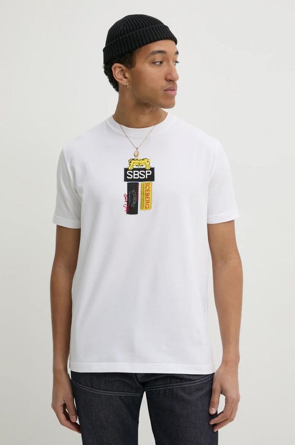 Iceberg Kratka majica Iceberg moška, bela barva, F012 6318