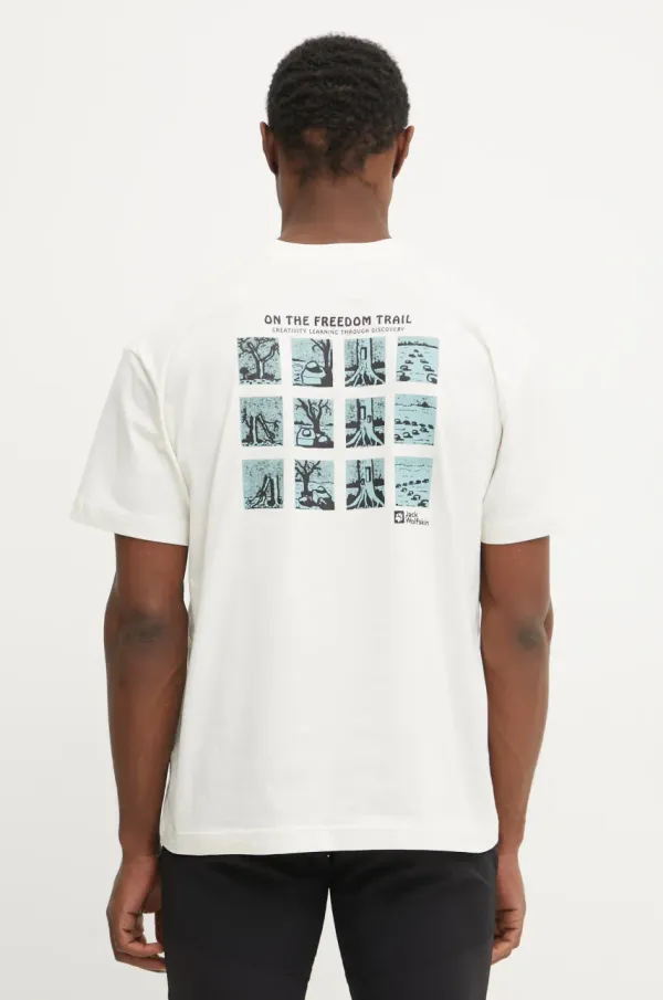 Jack Wolfskin Kratka majica Jack Wolfskin Trailblazer moška, bež barva, A63857