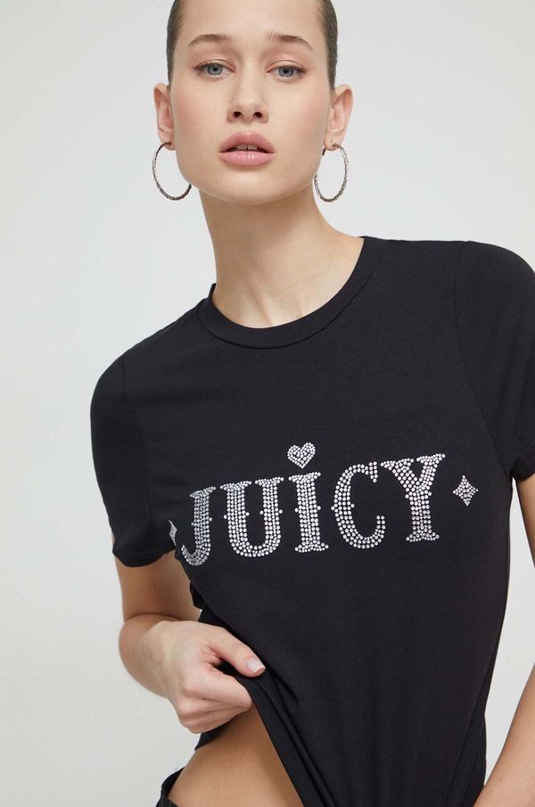Juicy Couture Kratka majica Juicy Couture ženski, črna barva