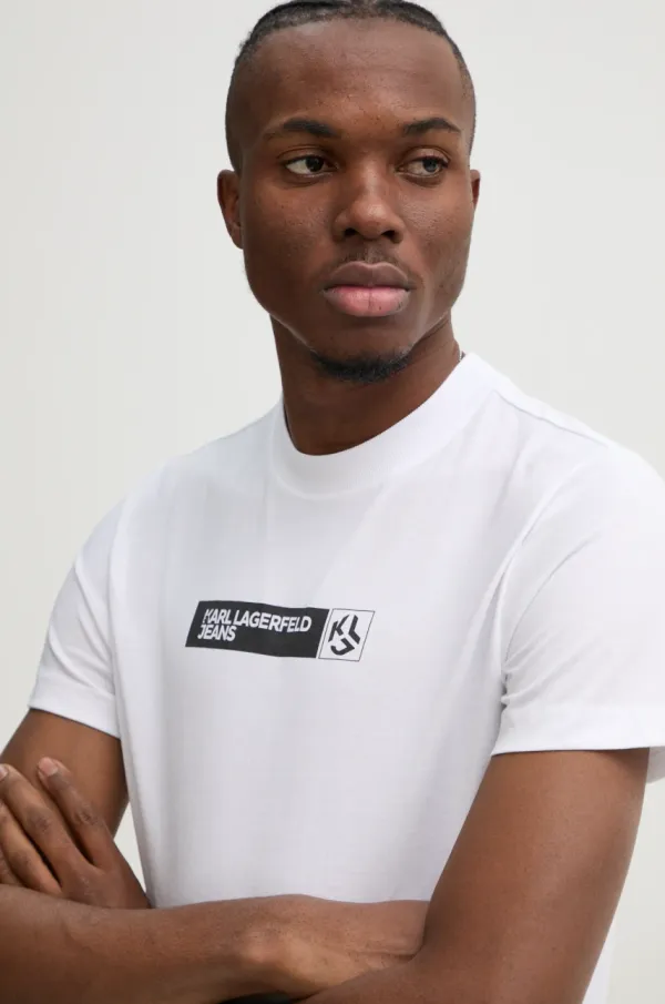Karl Lagerfeld Jeans Kratka majica Karl Lagerfeld Jeans moška, bela barva, A1M17112