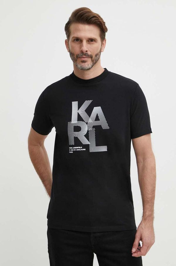 Karl Lagerfeld Kratka majica Karl Lagerfeld moška, črna barva, 542221.755037