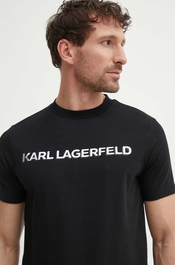 Karl Lagerfeld Kratka majica Karl Lagerfeld moška, črna barva, 542221.755053