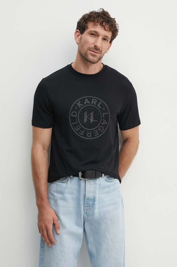 Karl Lagerfeld Kratka majica Karl Lagerfeld moška, črna barva, 543221.755080