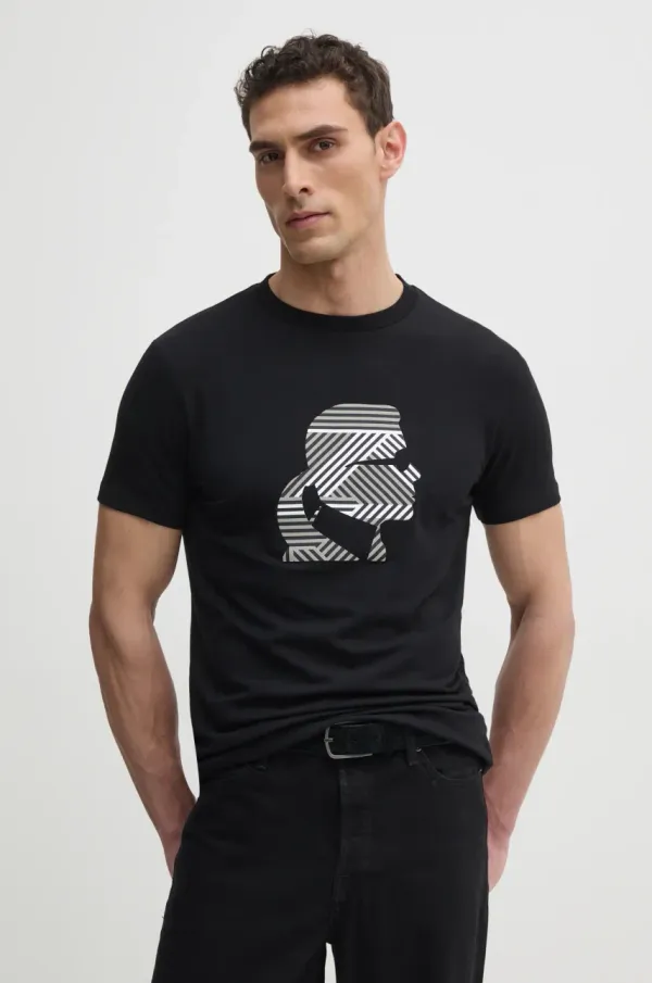 Karl Lagerfeld Kratka majica Karl Lagerfeld moška, črna barva, 551221.755088