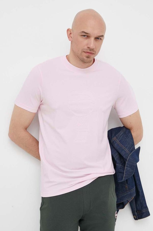 Karl Lagerfeld Kratka majica Karl Lagerfeld moški, roza barva