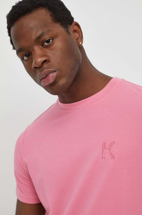 Karl Lagerfeld Kratka majica Karl Lagerfeld moški, roza barva