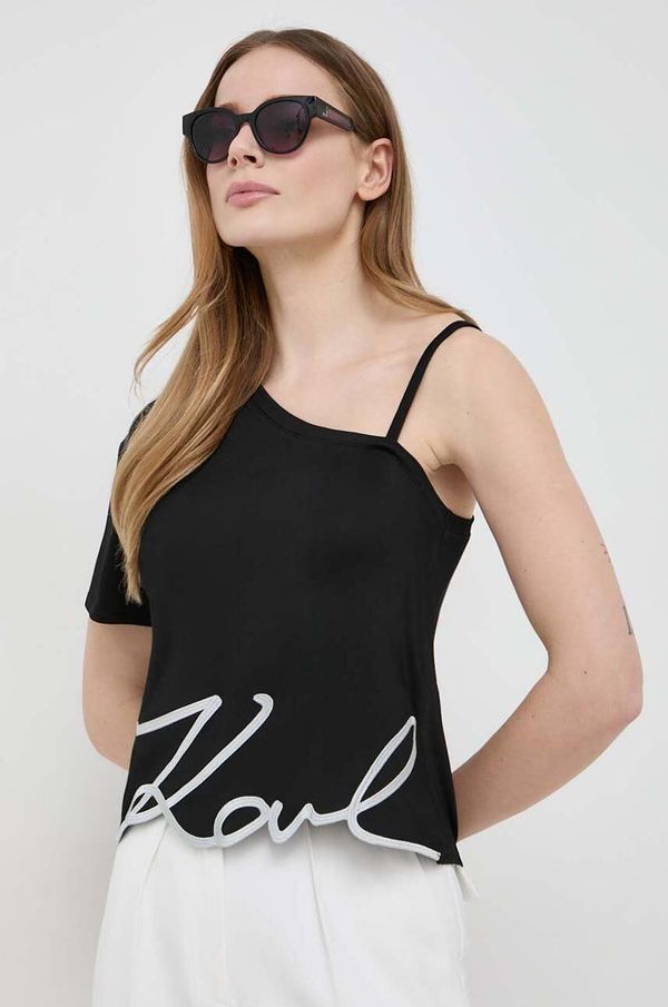Karl Lagerfeld Kratka majica Karl Lagerfeld ženski, črna barva