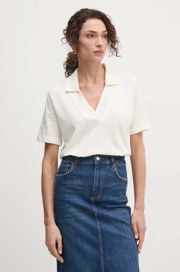 Liu Jo Kratka majica Liu Jo ženska, bež barva, TA5187 J6308