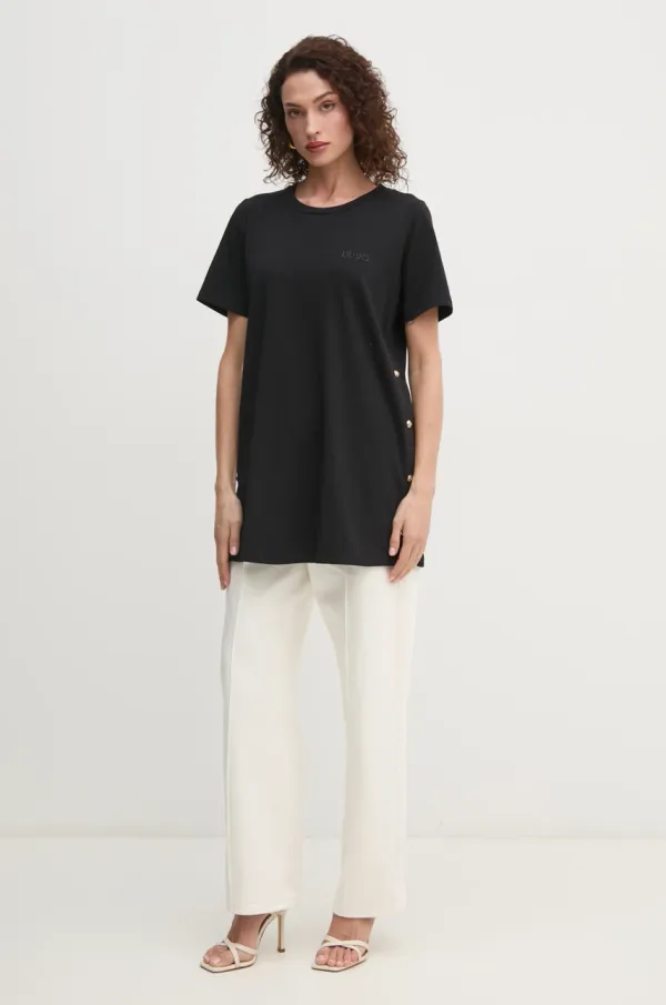 Liu Jo Kratka majica Liu Jo ženska, črna barva, TA5255 JS088