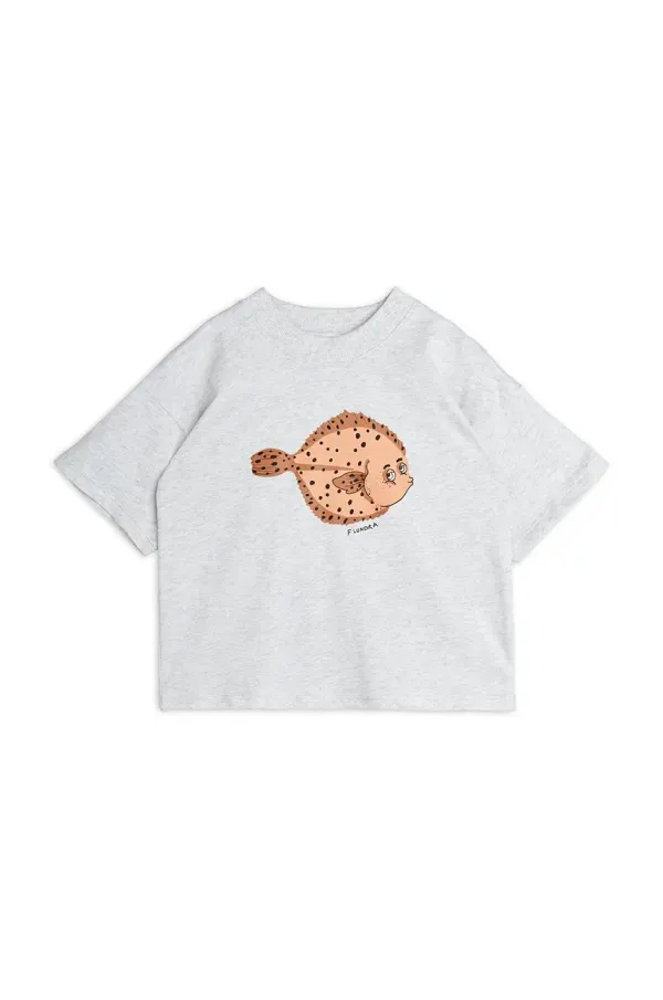 Mini Rodini Kratka majica Mini Rodini Flundra siva barva, 2522012994