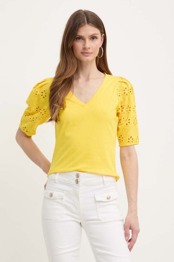 Morgan Kratka majica Morgan DPALM ženska, rumena barva, DPALM
