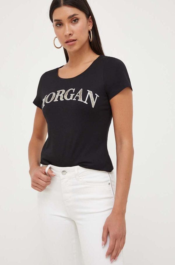 Morgan Kratka majica Morgan ženski, črna barva