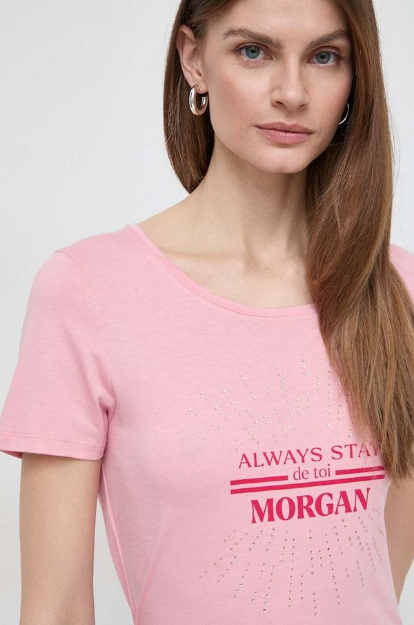Morgan Kratka majica Morgan ženski, roza barva