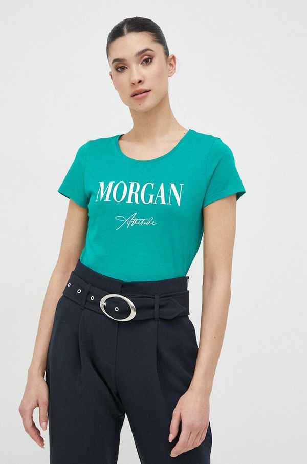 Morgan Kratka majica Morgan ženski, zelena barva