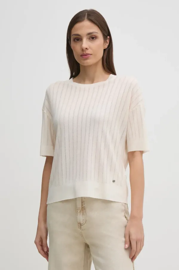 Mos Mosh Kratka majica Mos Mosh ženska, bež barva, 168390