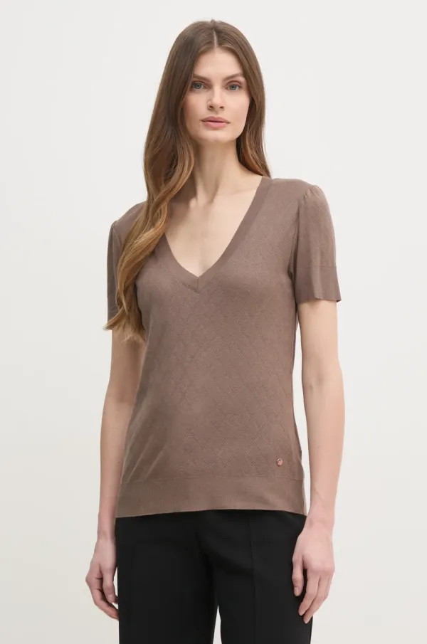 Mos Mosh Kratka majica Mos Mosh ženska, rjava barva, 168400