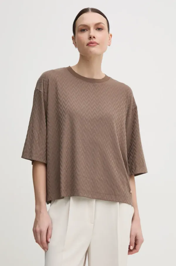 Mos Mosh Kratka majica Mos Mosh ženska, rjava barva, 168600