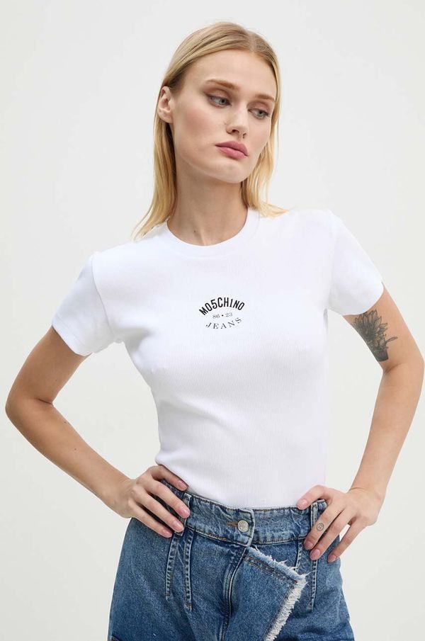 Moschino Jeans Kratka majica Moschino Jeans ženska, bela barva, J0714 8734