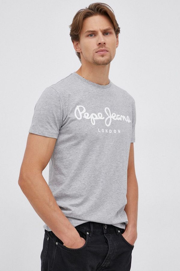 Pepe Jeans Kratka majica Pepe Jeans Original Stretch N siva barva