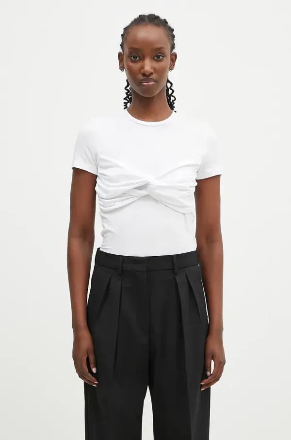 Rotate Kratka majica Rotate Fitted Twisted ženska, bela barva, 112877400