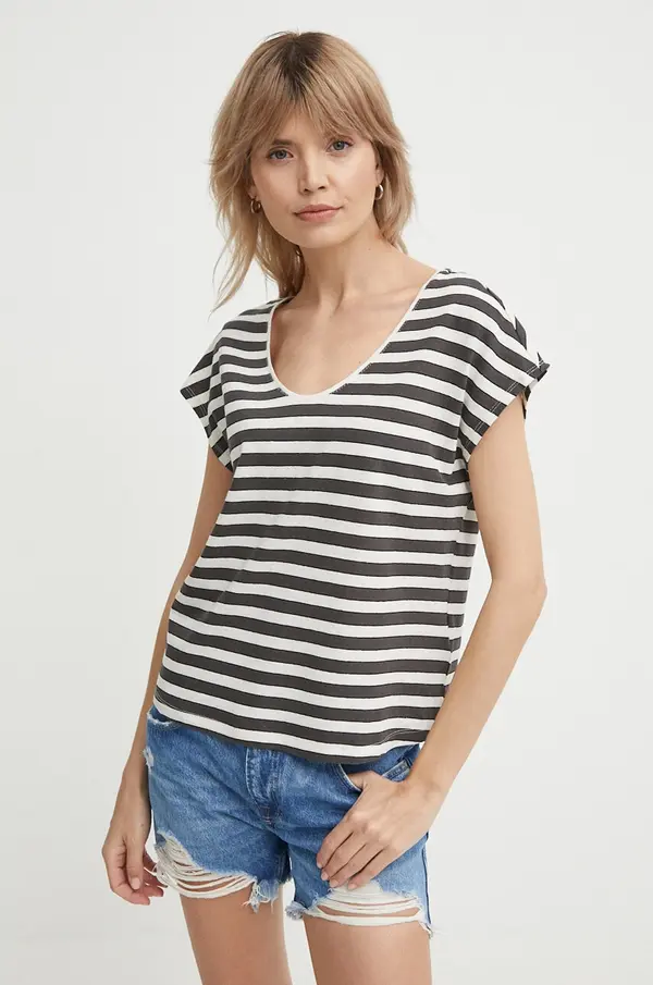 Pepe Jeans Kratka majica s primesjo lanu Pepe Jeans KHLOE