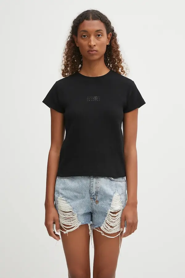 MM6 Maison Margiela Kratka majica s primesjo volne MM6 Maison Margiela
