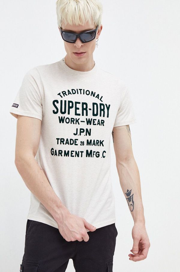 Superdry Kratka majica Superdry moški, bež barva