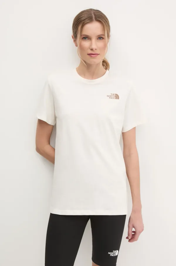 The North Face Kratka majica The North Face Box Relaxed ženska, bež barva, NF0A87NK95R1