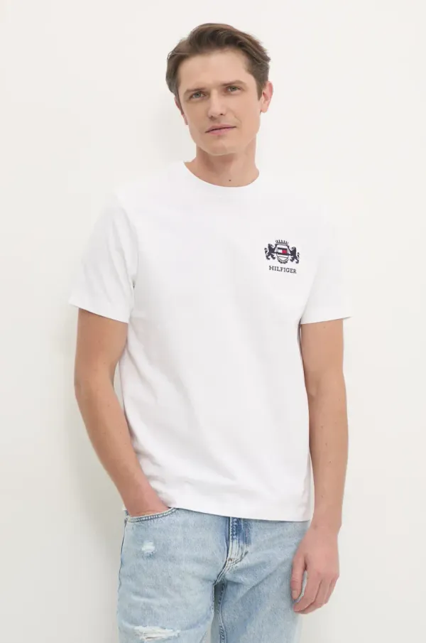 Tommy Hilfiger Kratka majica Tommy Hilfiger moška, bela barva, MW0MW38076