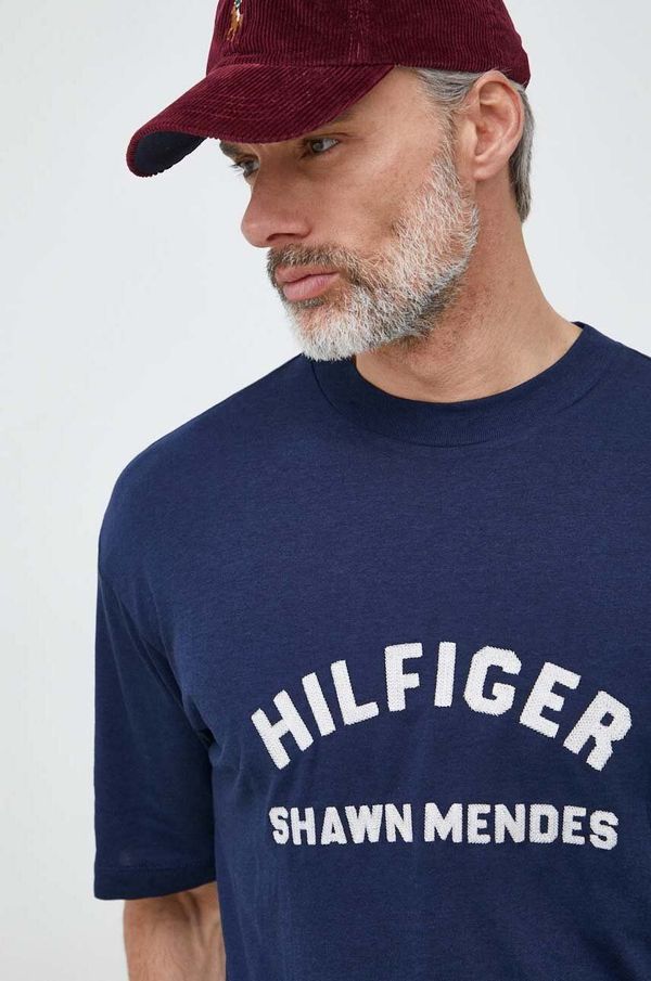 Tommy Hilfiger Kratka majica Tommy Hilfiger x Shawn Mandes moška, mornarsko modra barva