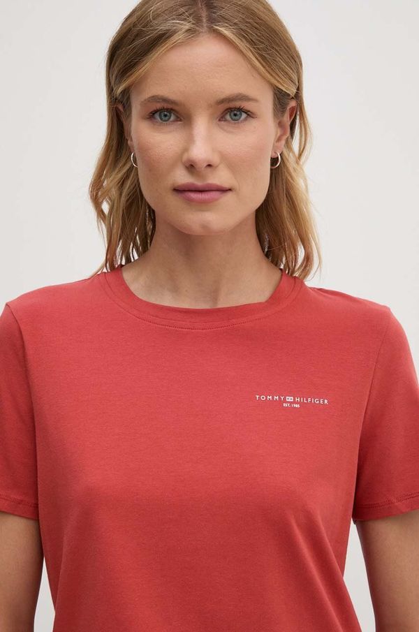 Tommy Hilfiger Kratka majica Tommy Hilfiger ženski, rdeča barva