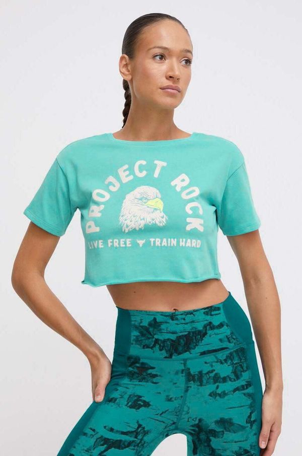 Under Armour Kratka majica Under Armour Project Rock ženska, turkizna barva