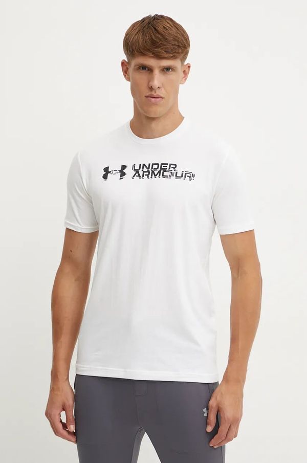 Under Armour Kratka majica Under Armour SLICED WORDMARK moška, bela barva, 1386807