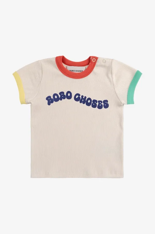 Bobo Choses Kratka majica za dojenčka Bobo Choses Wavy bela barva, 125AB014