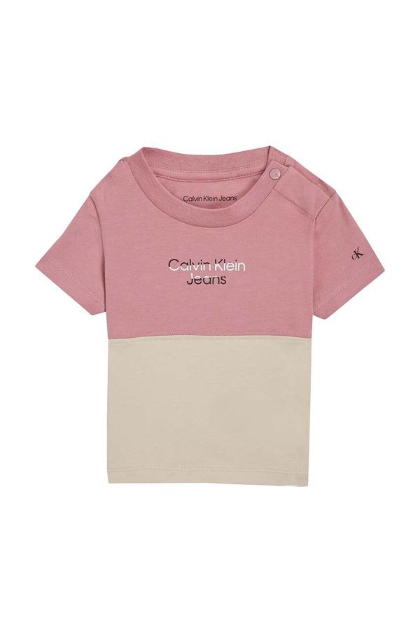 Calvin Klein Jeans Kratka majica za dojenčka Calvin Klein Jeans roza barva